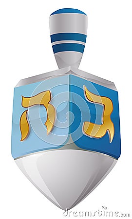Beautiful and glossy dreidel for Hanukkah over white background, Vector illustration Vector Illustration