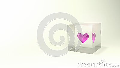 Beautiful glossy pink heart in shiny cube Stock Photo