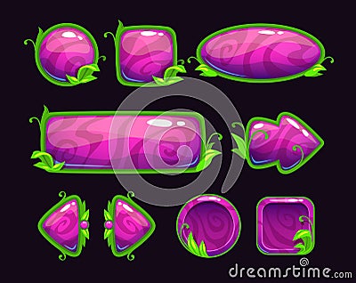 Beautiful glossy purple game assets Stock Photo