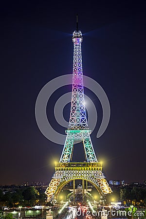Beautiful Glow of the famous Eiffel Tower in Paris Editorial Stock Photo