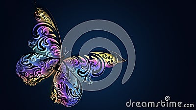 Beautiful glowing multicolored butterfly Stock Photo