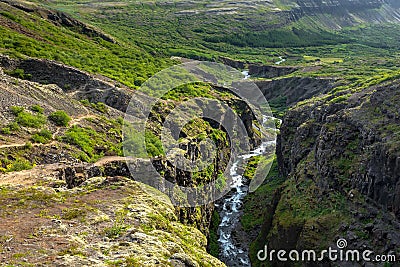 Beautiful Glymur waterfall in Iceland Stock Photo