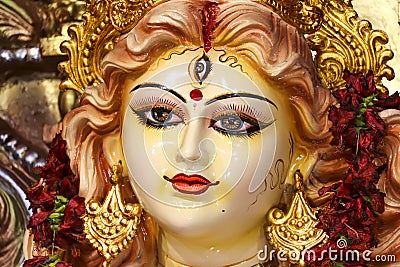 Beautiful Goddess Durga With Three Eyes Editorial Stock Photo