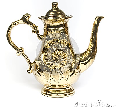 Beautiful gold coffee pot Stock Photo