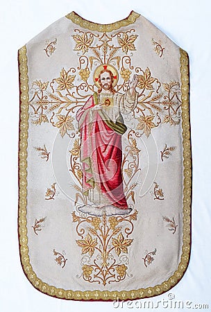 Gold embroidered church chasubles Editorial Stock Photo