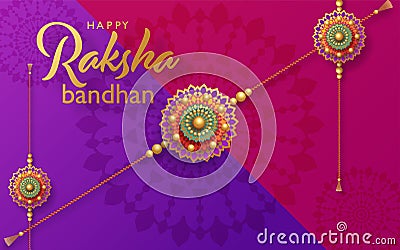 Beautiful gold raksha bandhan greeting card Vector Illustration