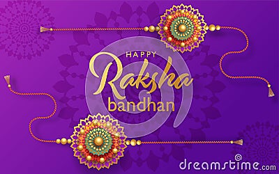 Beautiful gold raksha bandhan greeting card Vector Illustration