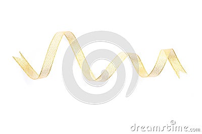 Beautiful gold ribbon twist spiral isolated on white background. Stock Photo