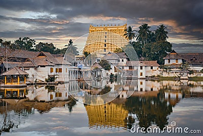 Sree Padmanabhaswamy temple at sunset, Thiruvananthapuram city, Kerala, India Stock Photo