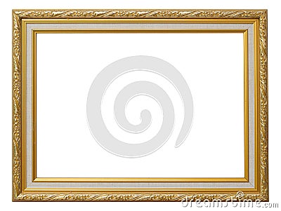 Beautiful gold vintage frame luxury isolated white background. Stock Photo