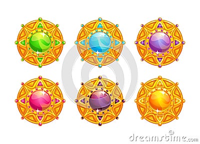 Beautiful golden amulets Vector Illustration