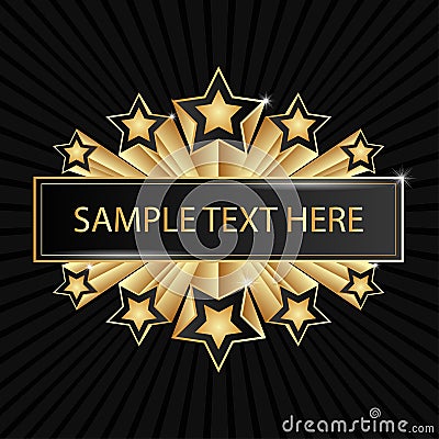 Beautiful golden banner with shining stars Vector Illustration