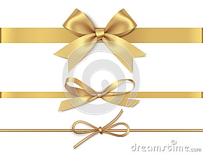 Beautiful golden bows for page decoration Vector Illustration