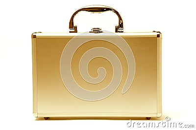 Beautiful golden briefcase Stock Photo