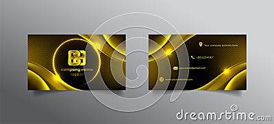 Beautiful Golden Curvy Business Card Design in Vector Art Vector Illustration