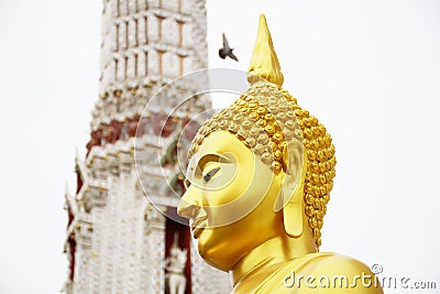 Beautiful golden face of buddha Stock Photo