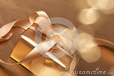 Beautiful golden gift Stock Photo