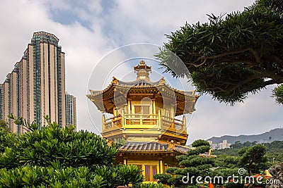 Beautiful Golden Pagoda Chinese style architecture in Nan Lian G Stock Photo