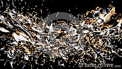 Beautiful golden and silver oil splashes in slow rotation and freeze motion, seamless loop. Animation. Exploded liquid Stock Photo