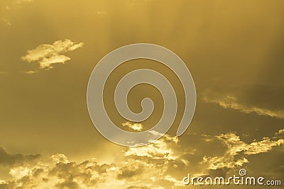 Beautiful Golden Sky On Sunset Stock Photo