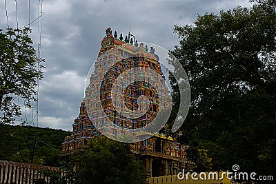 Beautiful Gopuram of Alagar Kovil temple madurai Tamil Nadu Stock Photo