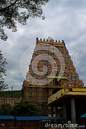 Beautiful Gopuram of Alagar Kovil temple madurai Tamil Nadu Stock Photo