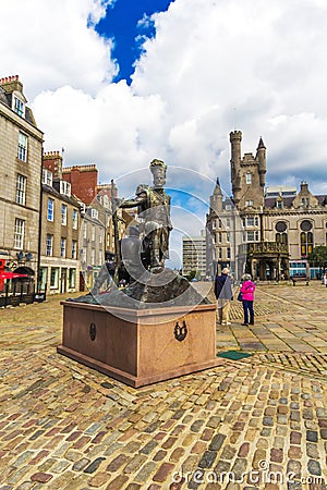Beautiful Gordon Highlanders Statue in Aberdeen in Scotland, 13/08/2017 Editorial Stock Photo