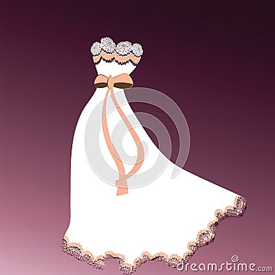 Beautiful gown lace detail Vector Illustration