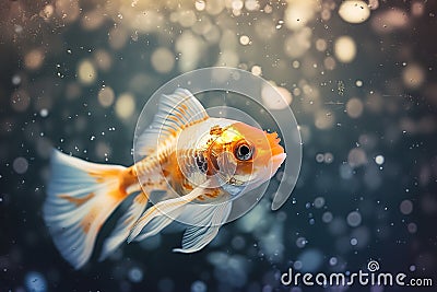 A beautiful and graceful fish swimming in a tank - This fish may be a brightly colored tropical fish. Generative AI Stock Photo