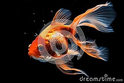 A beautiful and graceful fish swimming in a tank - This fish may be a brightly colored tropical fish. Generative AI Stock Photo