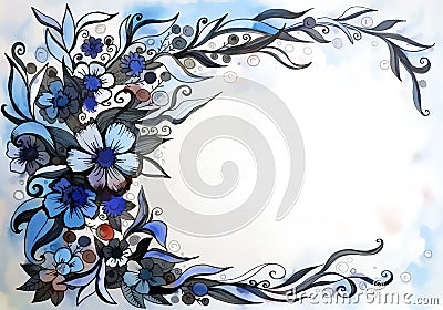 Beautiful graphic drawing of flowers Stock Photo