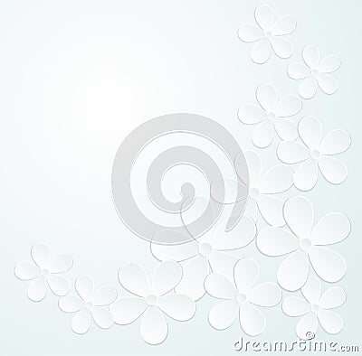 Beautiful gray and white background with flowers made of paper with a place for text. Many similarities to the author's profile. Vector Illustration