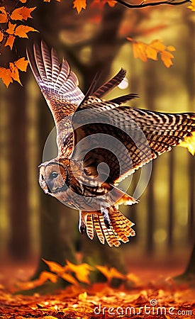 Big owl flying Stock Photo