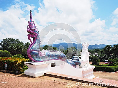 Beautiful Great Naga at Buddhist Temple Wat Ban Den locate in Chiang Mai,Thailand Editorial Stock Photo