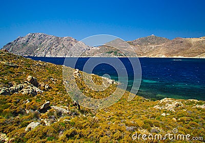 Beautiful greek summer sunny bay. Stock Photo