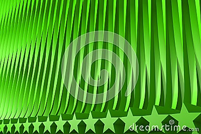 Beautiful green 3D Illustration of abstract background - volumetric surfaces formed with extruded star shape, xmas or veterans day Stock Photo