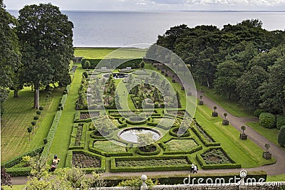 Beautiful green geometric garden view from above Stock Photo