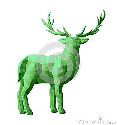 Beautiful green low poly illustration with deer Vector Illustration