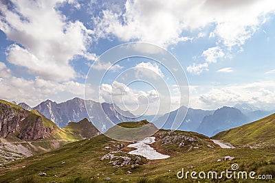 Beautiful Green Mountain Landscape Against Sky. Stock Photo
