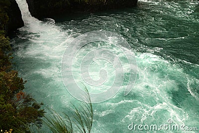 The beautiful green of the Petrohue waterfall, Chile Stock Photo