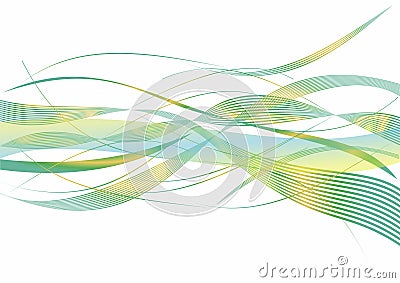 Beautiful green and yellow combination waves abstract in white background Vector Illustration