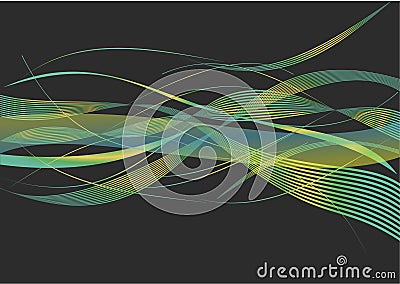 Beautiful green and yellow combination waves in black background Vector Illustration