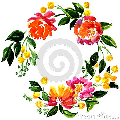 Beautiful greeting card with floral wreath Stock Photo