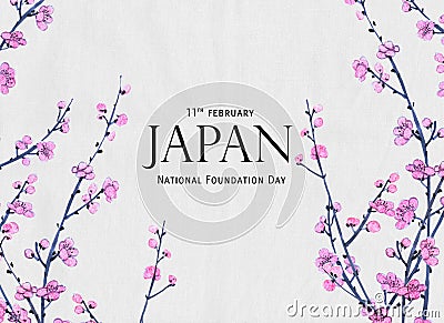 Beautiful greeting card with Japan National Foundation Day. Holiday on February 11. Stock Photo