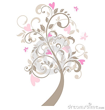 Beautiful greeting card with tree Vector Illustration