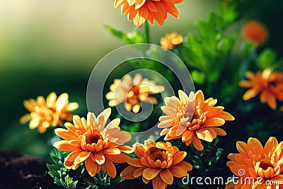Beautiful growing bright chrysanthemum flowers close up background decoration. Stock Photo
