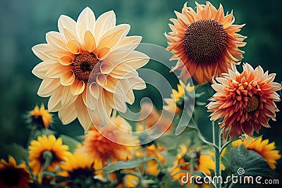 Beautiful growing bright chrysanthemum flowers close up background decoration. Stock Photo