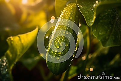 Beautiful_growing_fresh_green_cucumber_and_yellow_flower_1690448044297_8 Stock Photo