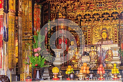 Beautiful Guanyin sculpture at Lungshan Temple of Manka, Buddhi Stock Photo