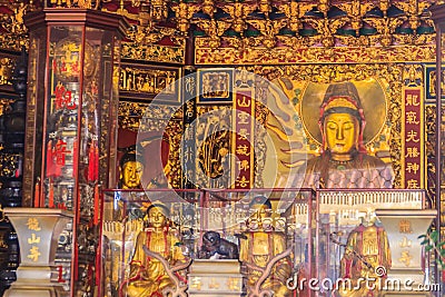 Beautiful Guanyin sculpture at Lungshan Temple of Manka, Buddhi Stock Photo